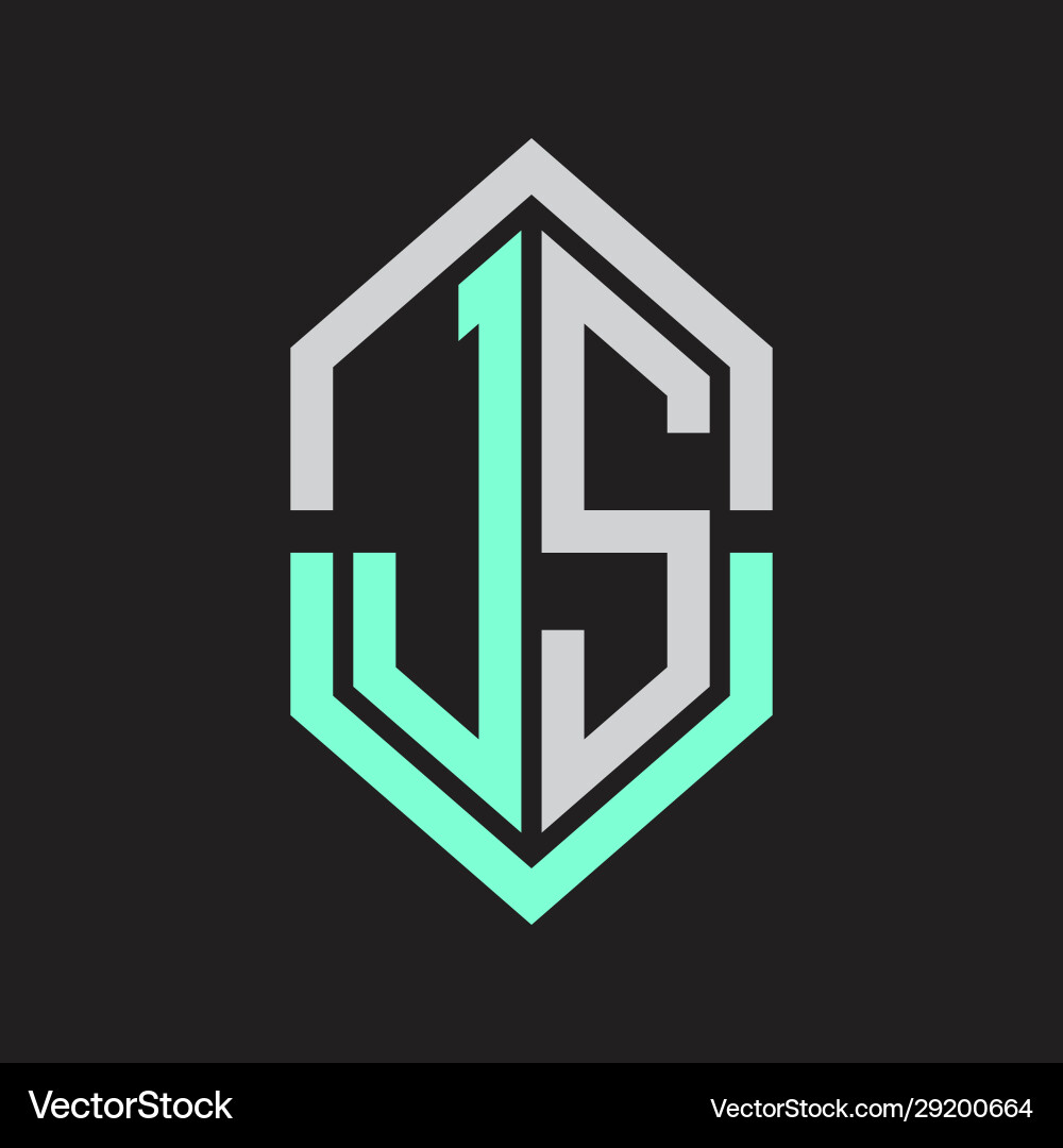 Js logo monogram with hexagon shape and outline Vector Image