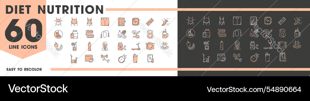 Keto Ernährung Linie Icons Gewichtsverlust Gesundheit Keto Ernährung Linie Icons Gewichtsverlust Gesundheit vektorbild