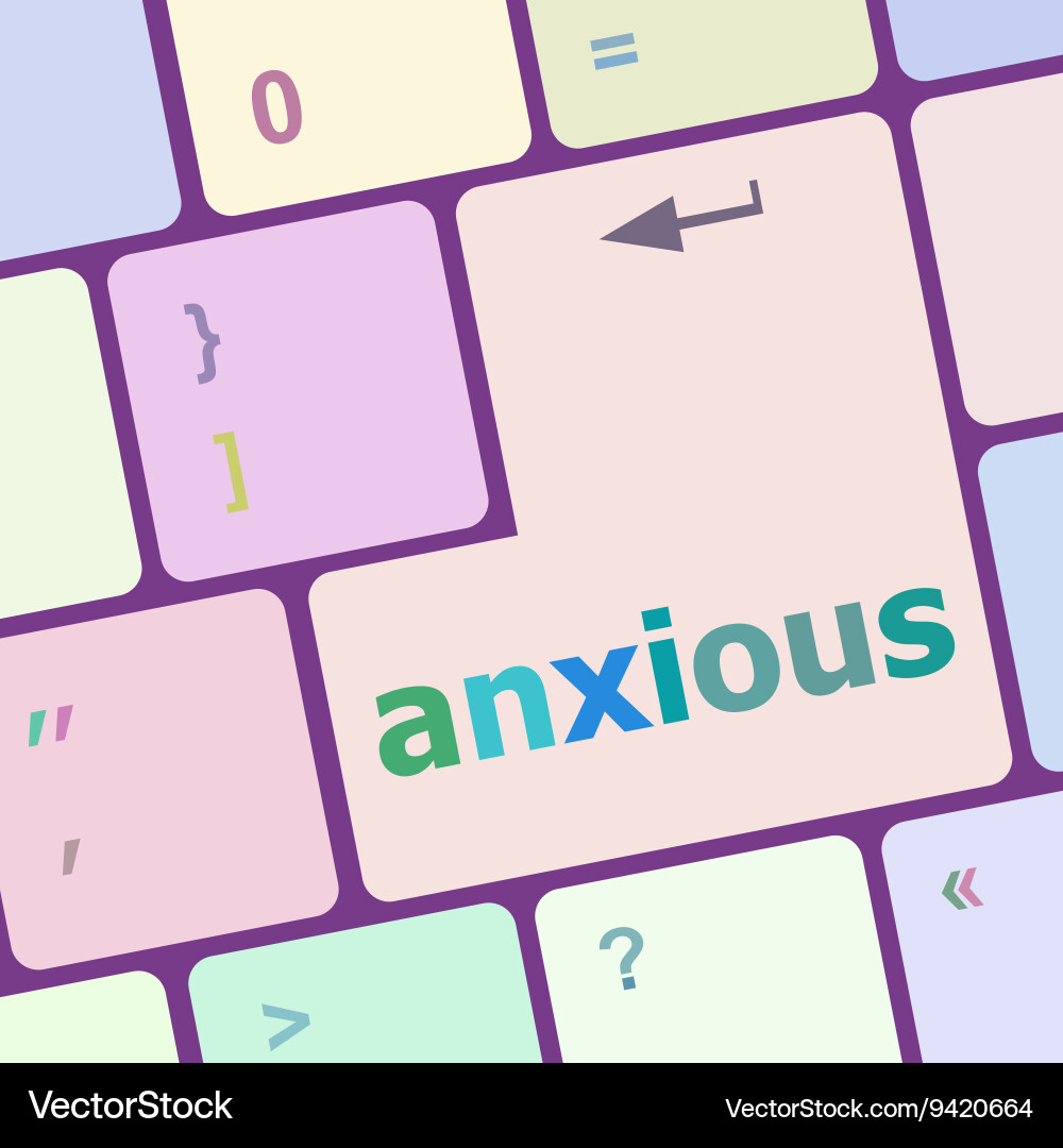 Keyboard with enter button anxious word Vector Image
