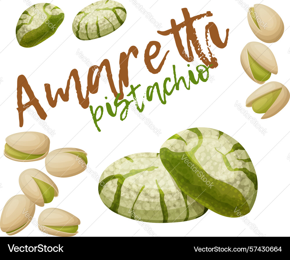 Pistachio amaretti pastry icon italian Vector Image