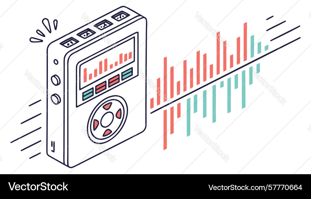 Retro cassette player with audio level indicators Vector Image