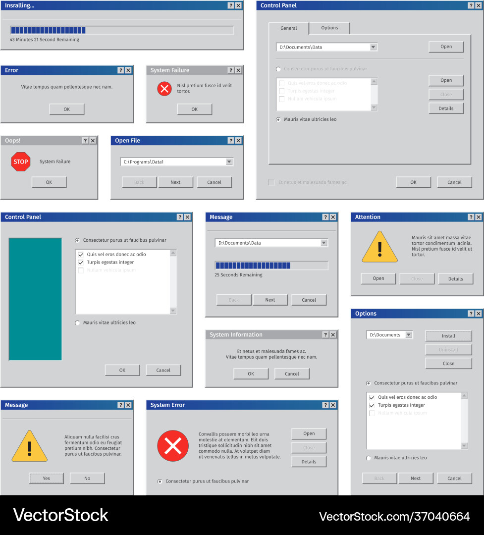 Retro Computer Windows Interface Vector Image