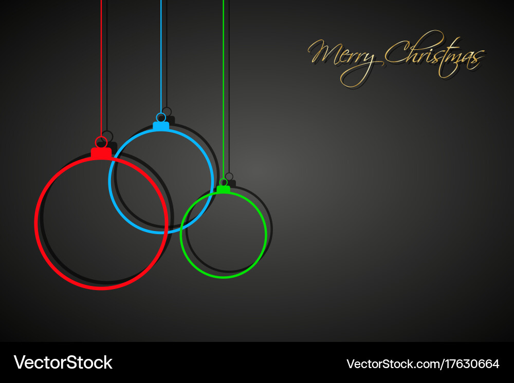 Three colorful christmas balls with strings vector image