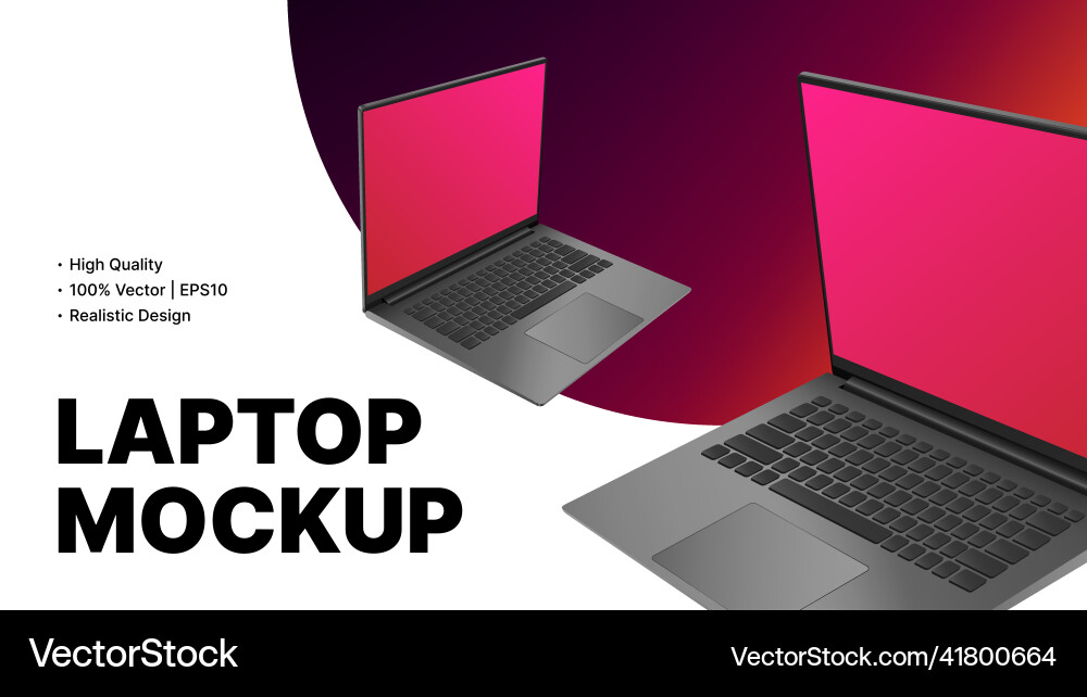 Two laptops in rotated position realistic device Two laptops in rotated position realistic device vector image