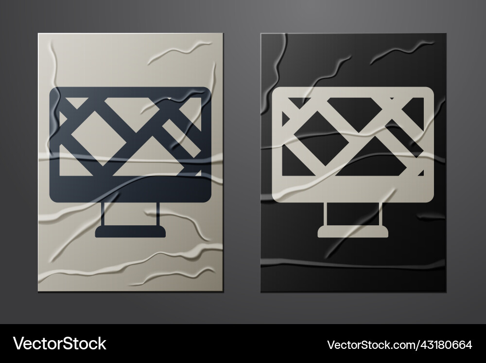 White computer monitor and folded map White computer monitor and folded map vector image