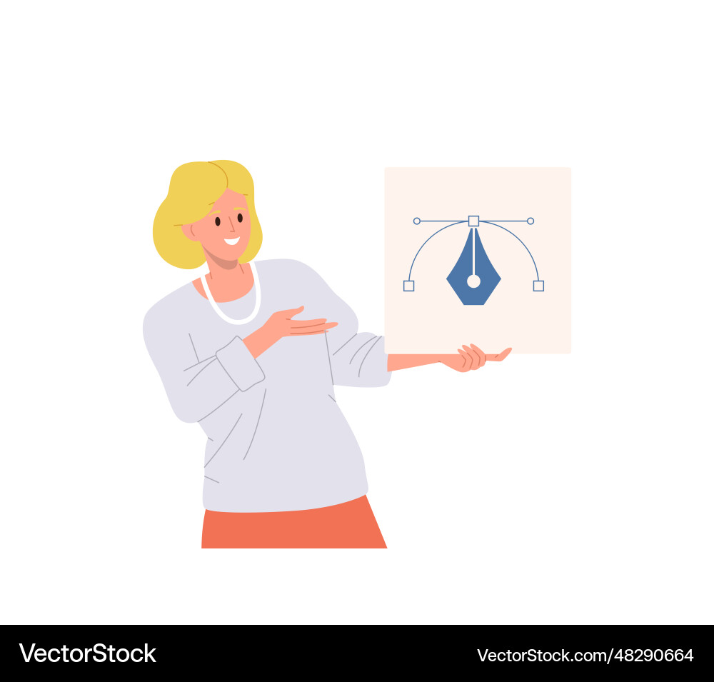 Woman web designer cartoon character presenting Woman web designer cartoon character presenting vector image