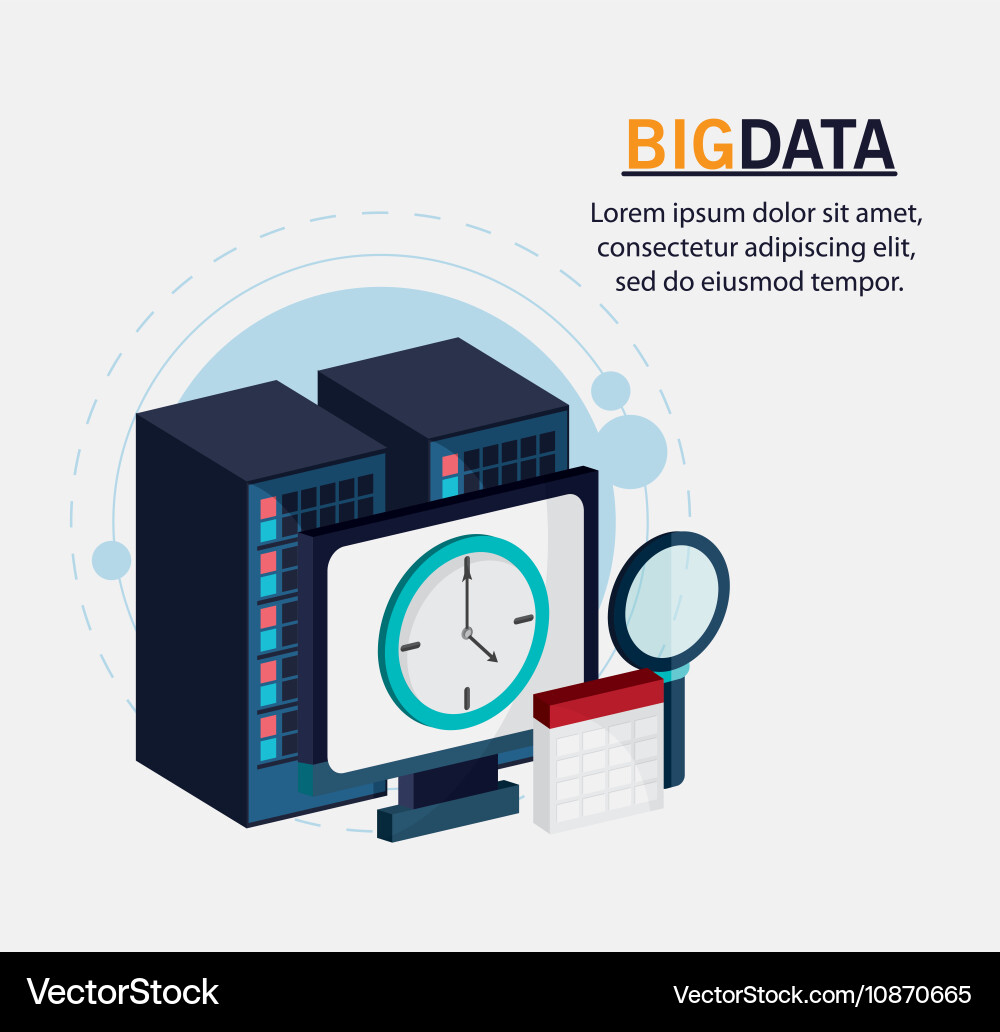 Big data center base and web hosting icon set Vector Image