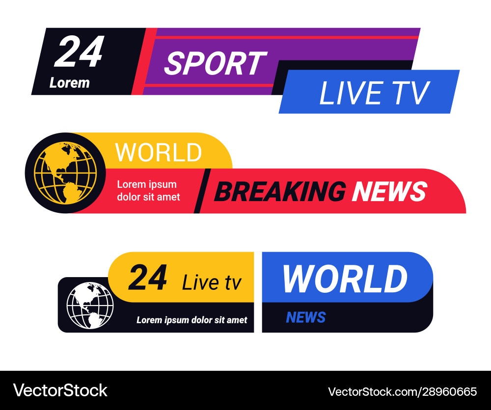 Breaking world news bars and tv live report Breaking world news bars and tv live report vector image