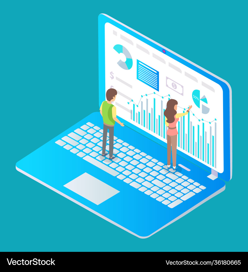 Business team doing data analysis concepts Business team doing data analysis concepts vector image