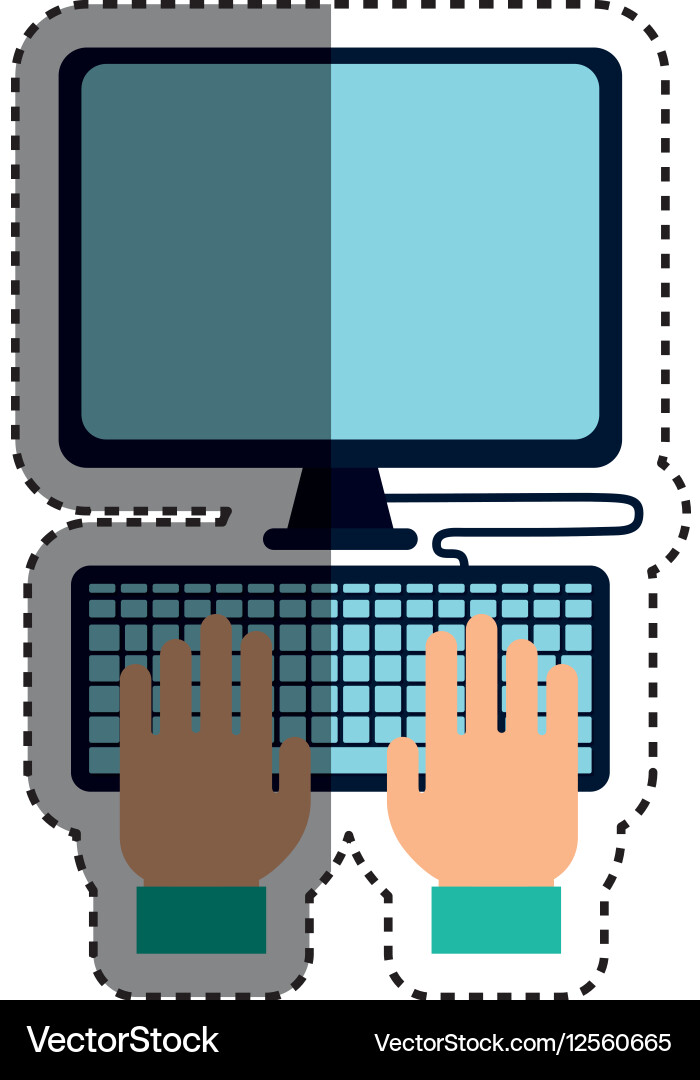 Computer with keyboard Vector Image