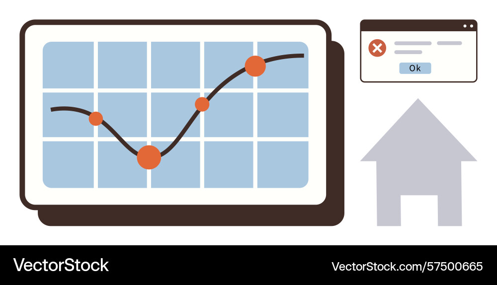 Data insights with growth chart error popup Data insights with growth chart error popup vector image
