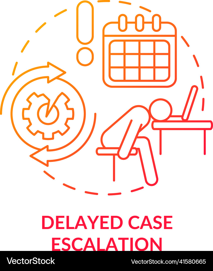 Delayed case escalation red gradient concept icon Vector Image