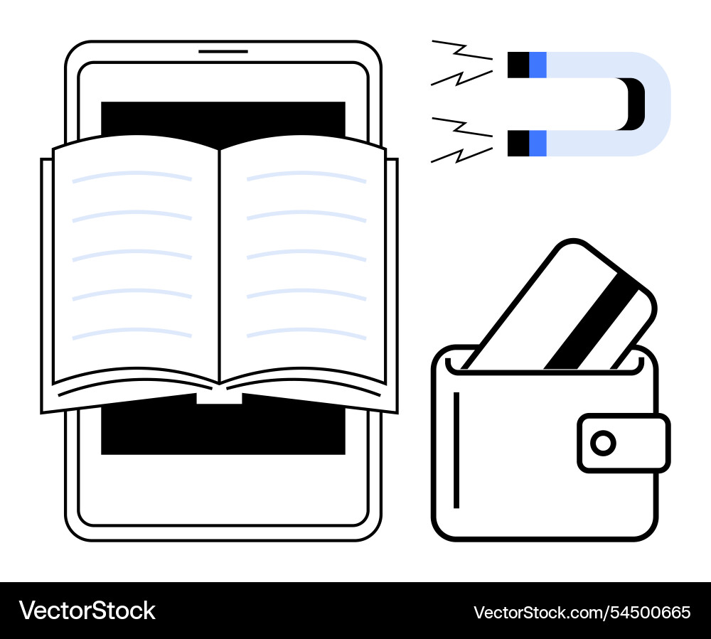 Digital learning and e-commerce concept with open Digital learning and e-commerce concept with open vector image