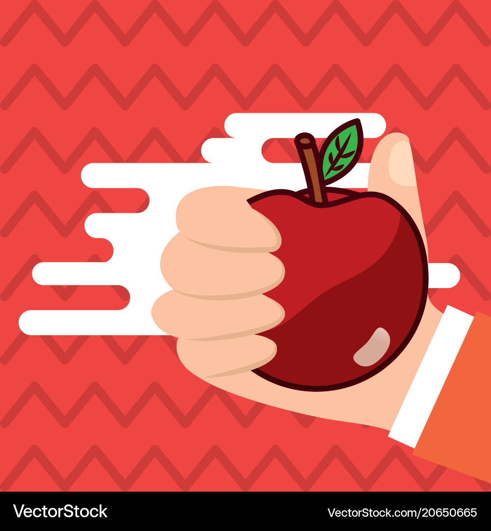 Hand halten Apfel frisch gefärbt Hintergrund Hand halten Apfel frisch gefärbt Hintergrund vektorbild