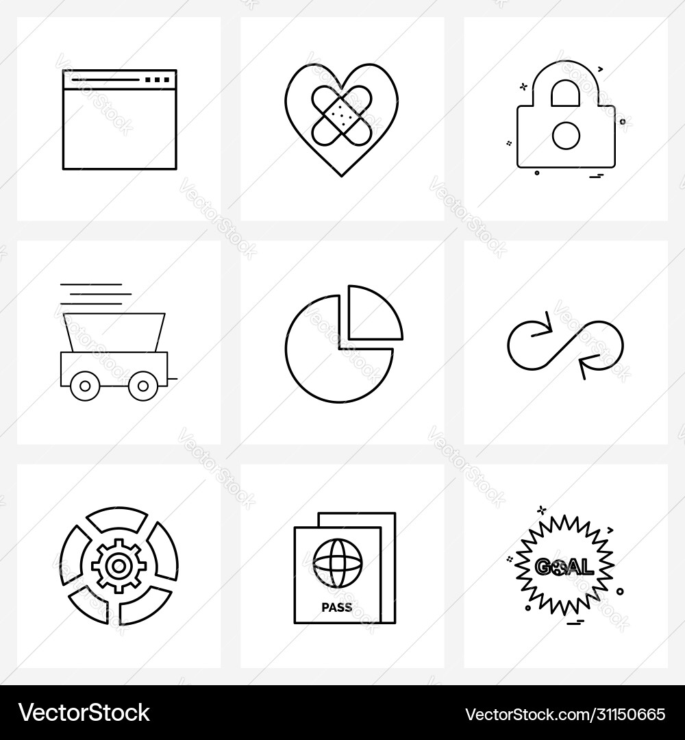 Isolated symbols set 9 simple line icons vector image