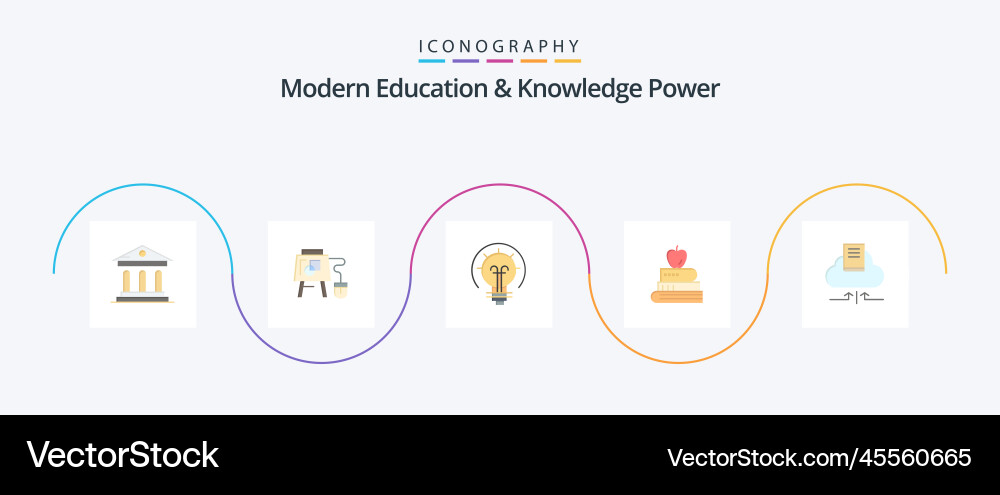 Modern education and knowledge power flat 5 icon Vector Image