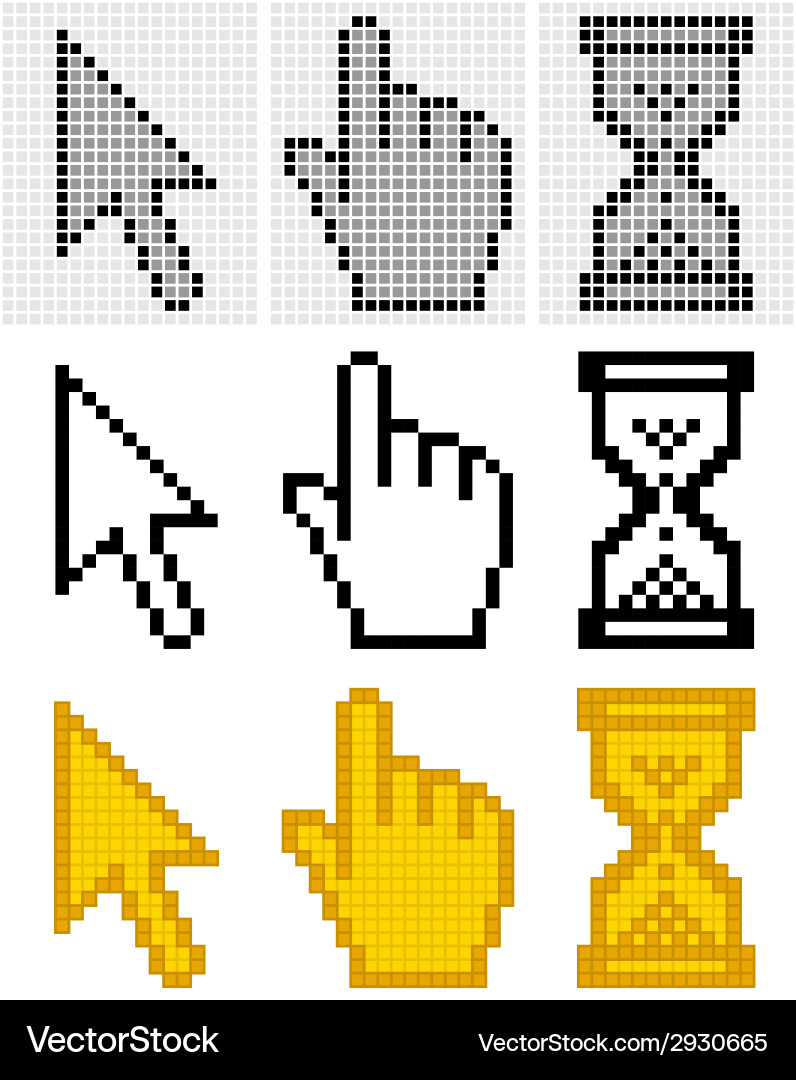 Pixel Cursor Set - Customizable Colors Vector Image