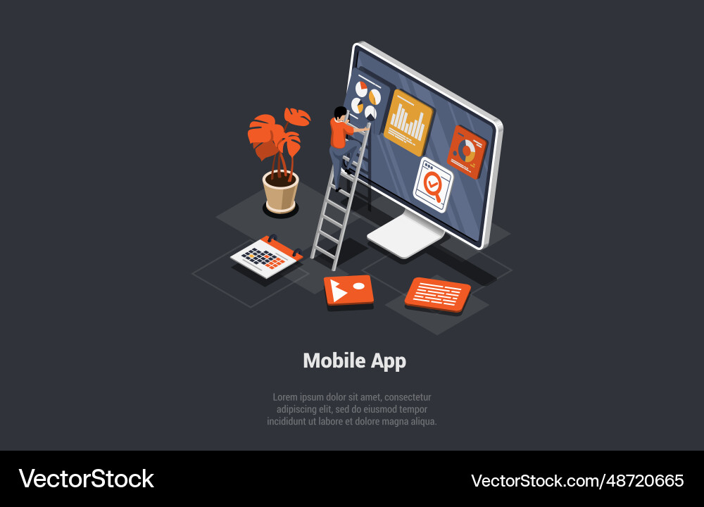 Process of mobile application development Process of mobile application development vector image