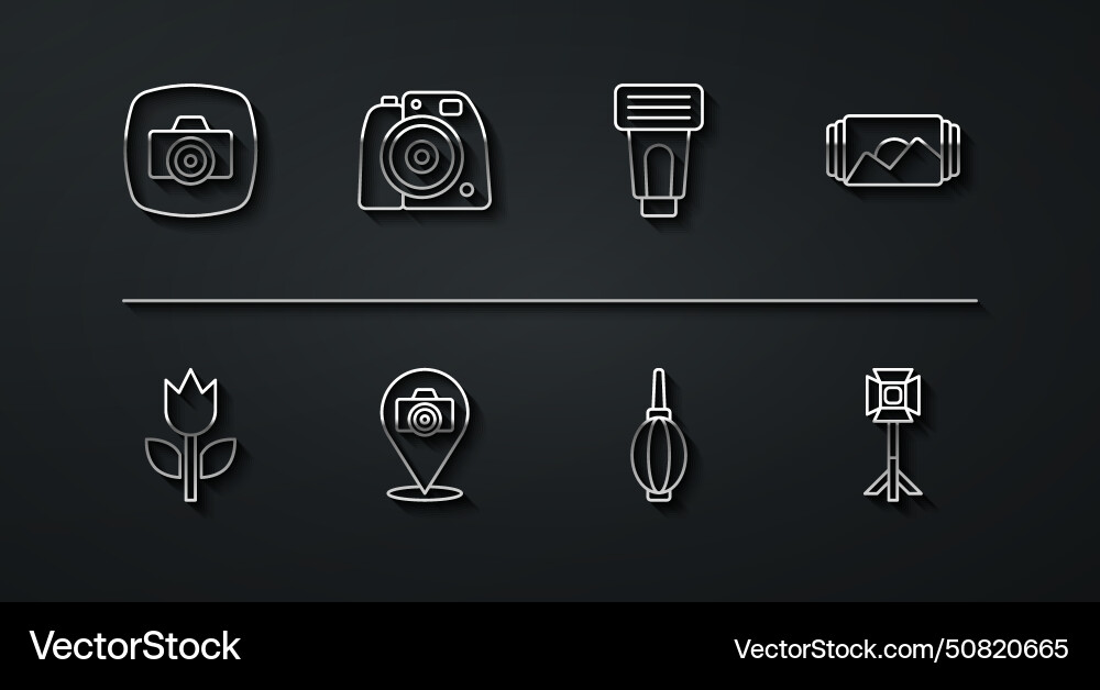 Set line photo camera mode macro frame dust Set line photo camera mode macro frame dust vector image