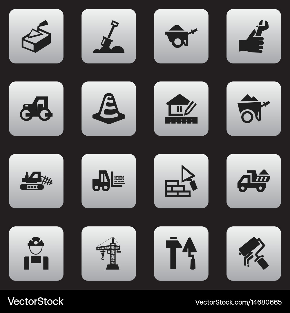 Set of 16 editable structure icons includes vector image
