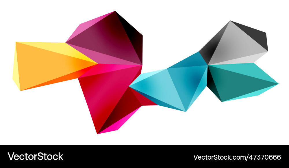3d low poly triangle design elements vector image