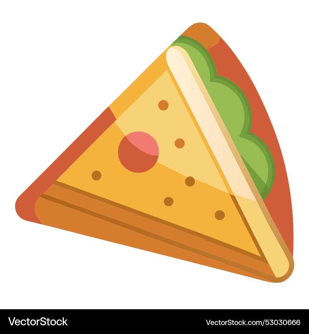 A triangle shaped quesadilla with ham and cheese Vector Image