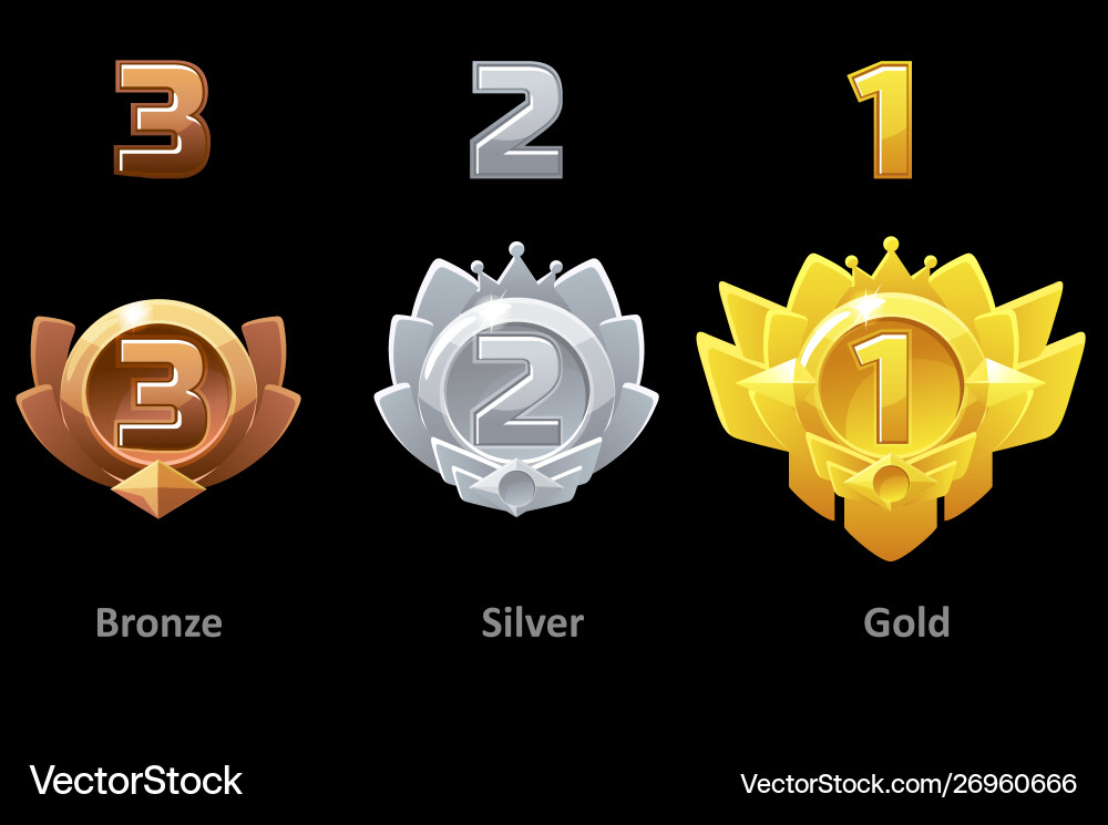 Awards medals gold silver and bronze for gui game Awards medals gold silver and bronze for gui game vector image
