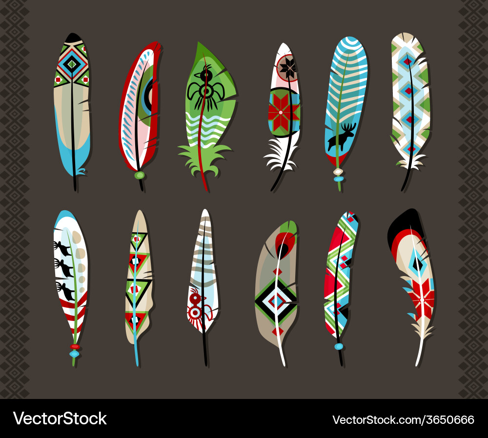 Colorful Tribal Feather Pattern vector image