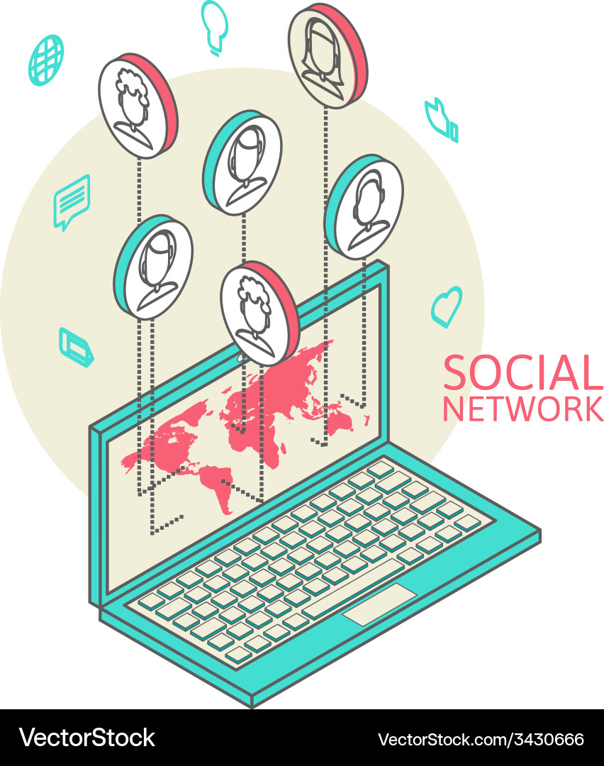 Conceptual image with social networks flat vector image