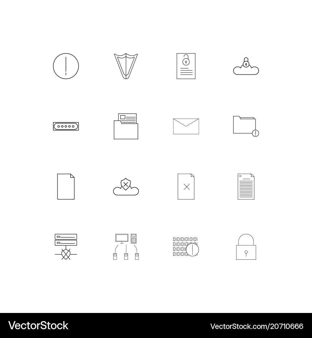 Cyber security simple linear icons set outlined Vector Image