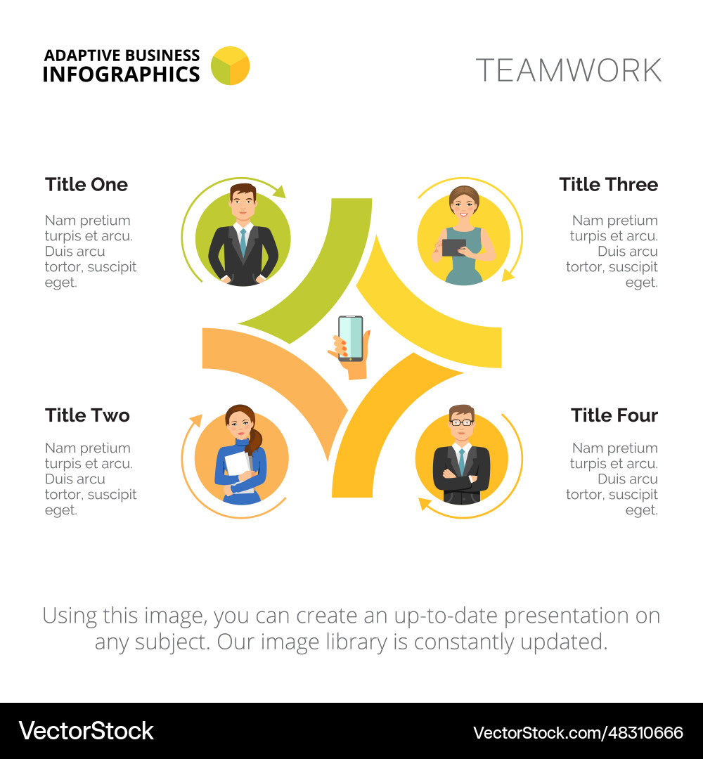 Cycle chart with four elements template Cycle chart with four elements template Vector Image