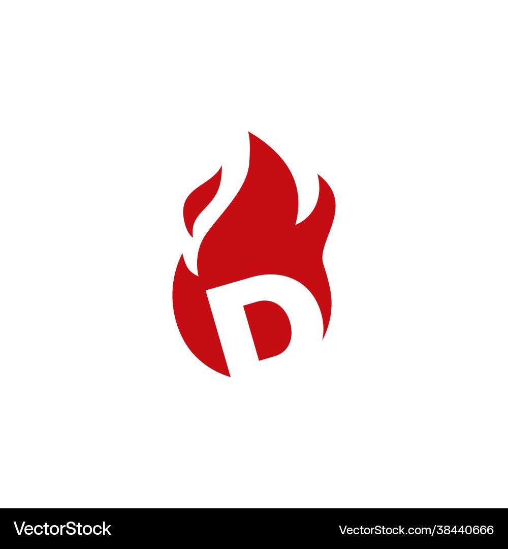 D letter fire flame logo icon D letter fire flame logo icon Vector Image