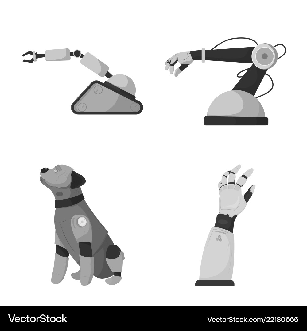 Design of robot and factory icon set Design of robot and factory icon set vector image