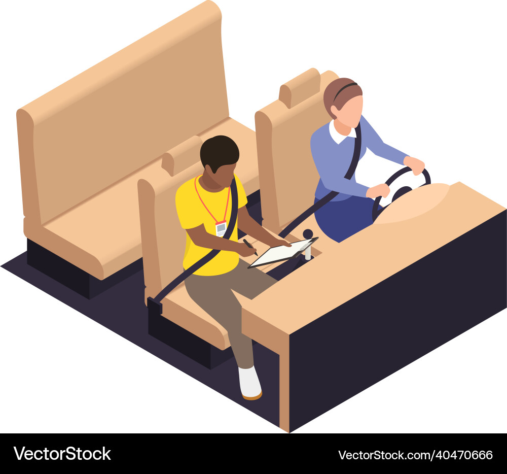 Driver with instructor composition Driver with instructor composition vector image