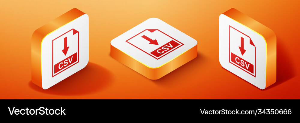 Isometric csv file document icon download Isometric csv file document icon download vector image