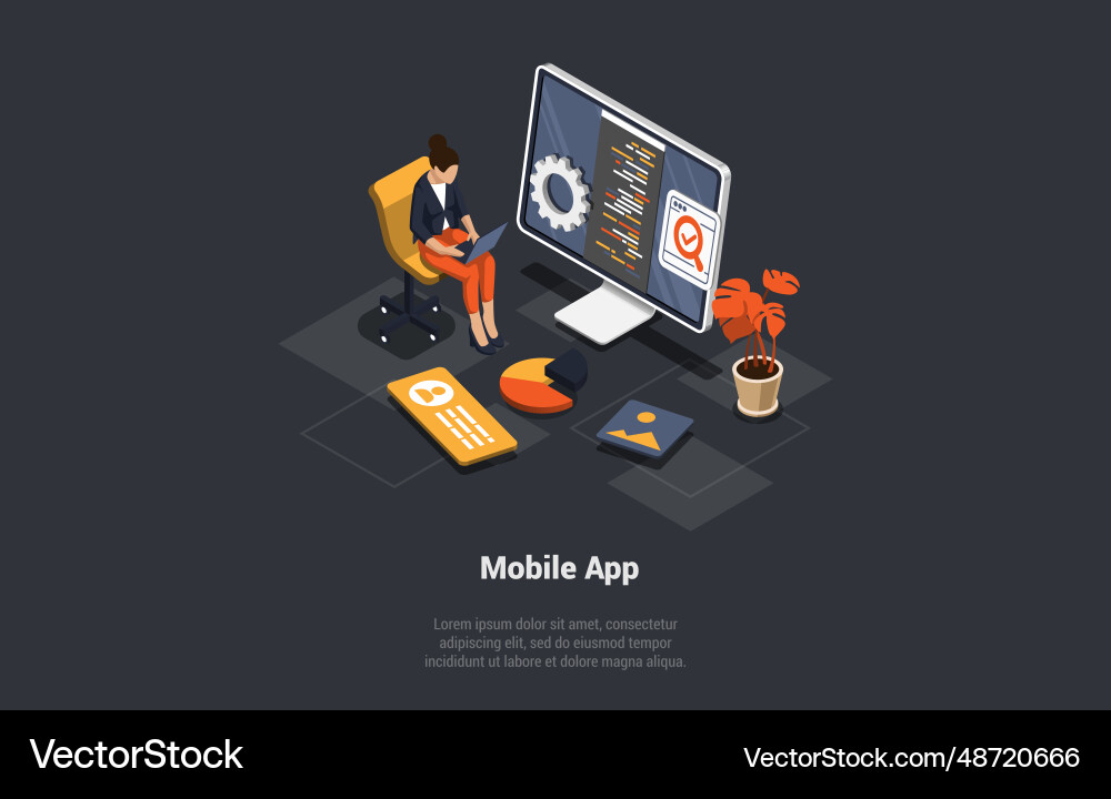 Mobile application development data optimization Vector Image