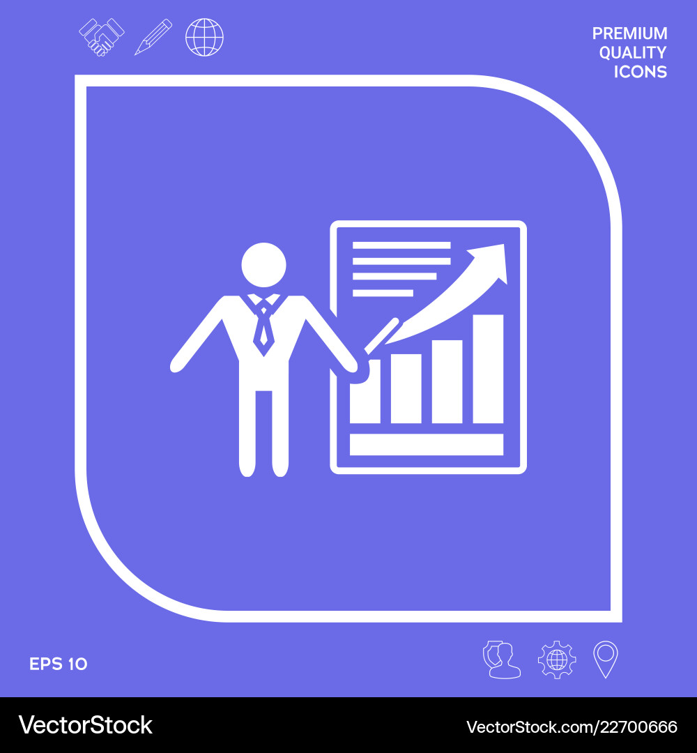 Presentation sign icon man standing with pointer vector image
