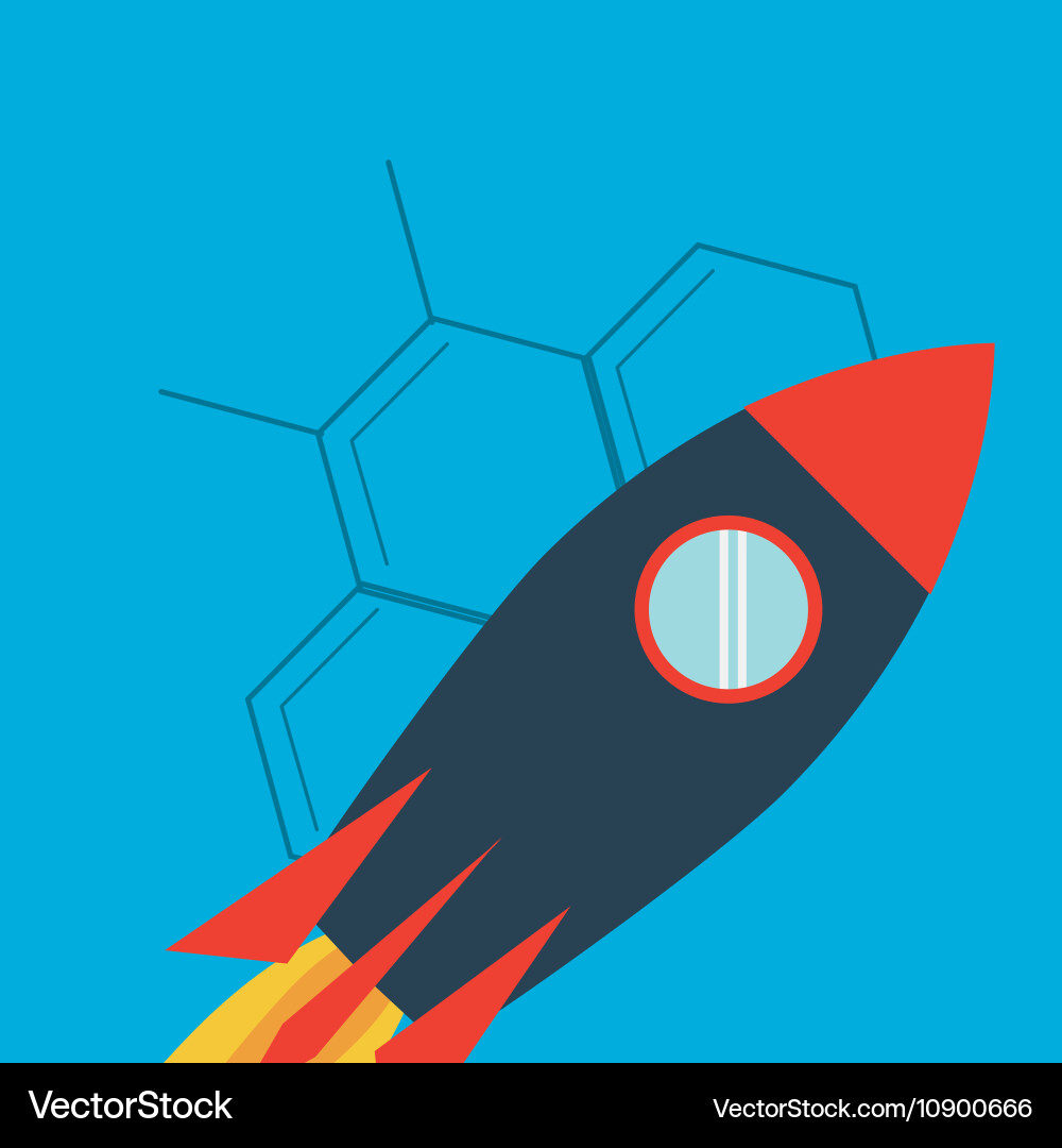 Rocket with science related icons image Vector Image