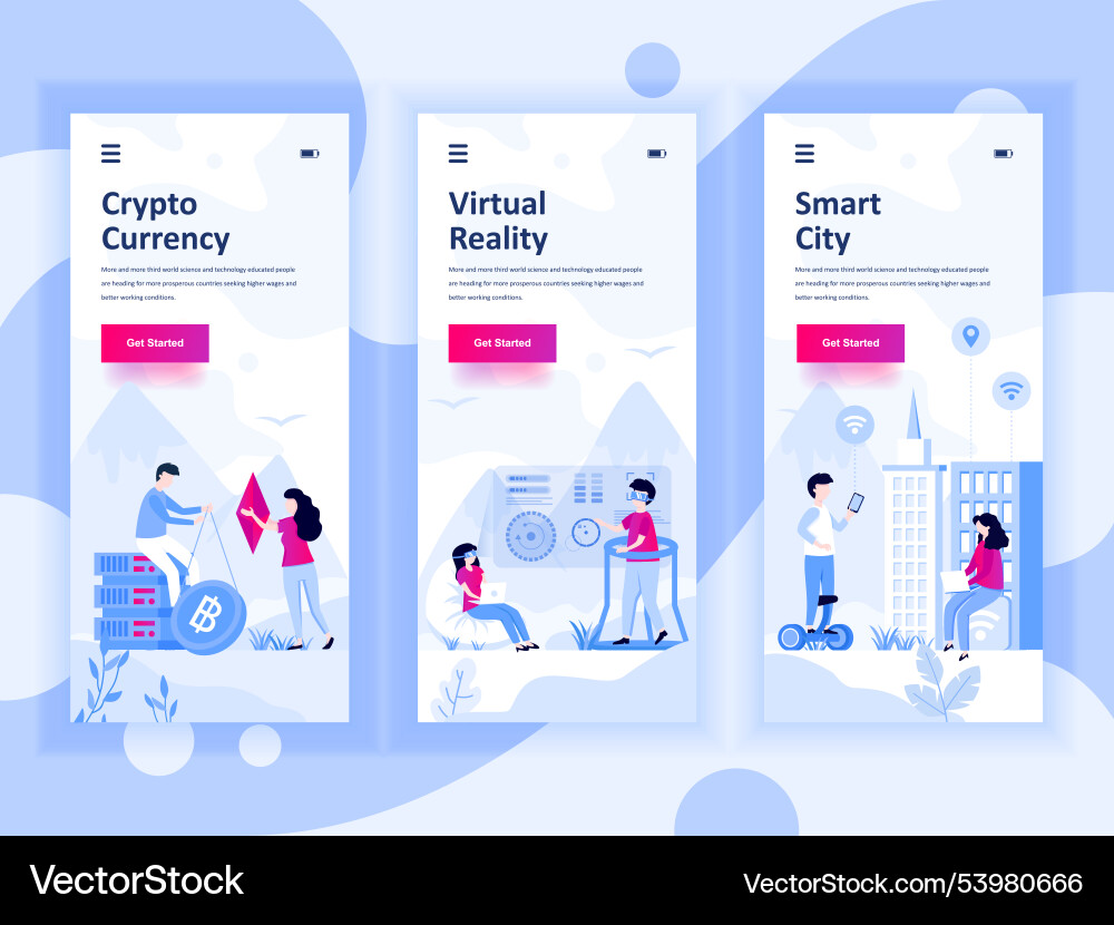 Set of onboarding screens user interface kit Set of onboarding screens user interface kit vector image