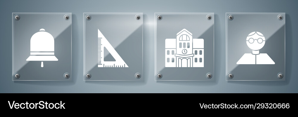 Set student school building triangular ruler Set student school building triangular ruler vector image