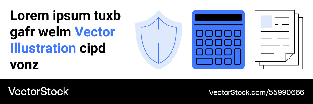 Shield calculator and documents representing vector image