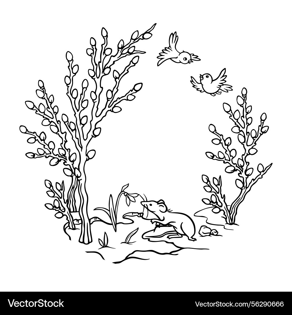 Spring round frame with place for text in center Spring round frame with place for text in center Vector Image
