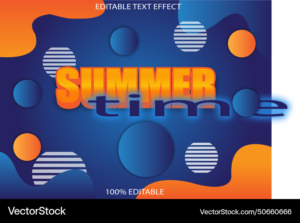 Summer time editable text effect 3d emboss Summer time editable text effect 3d emboss vector image