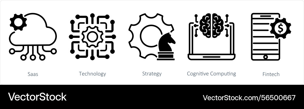 A set of 5 blockchain icons as saas technology Vector Image
