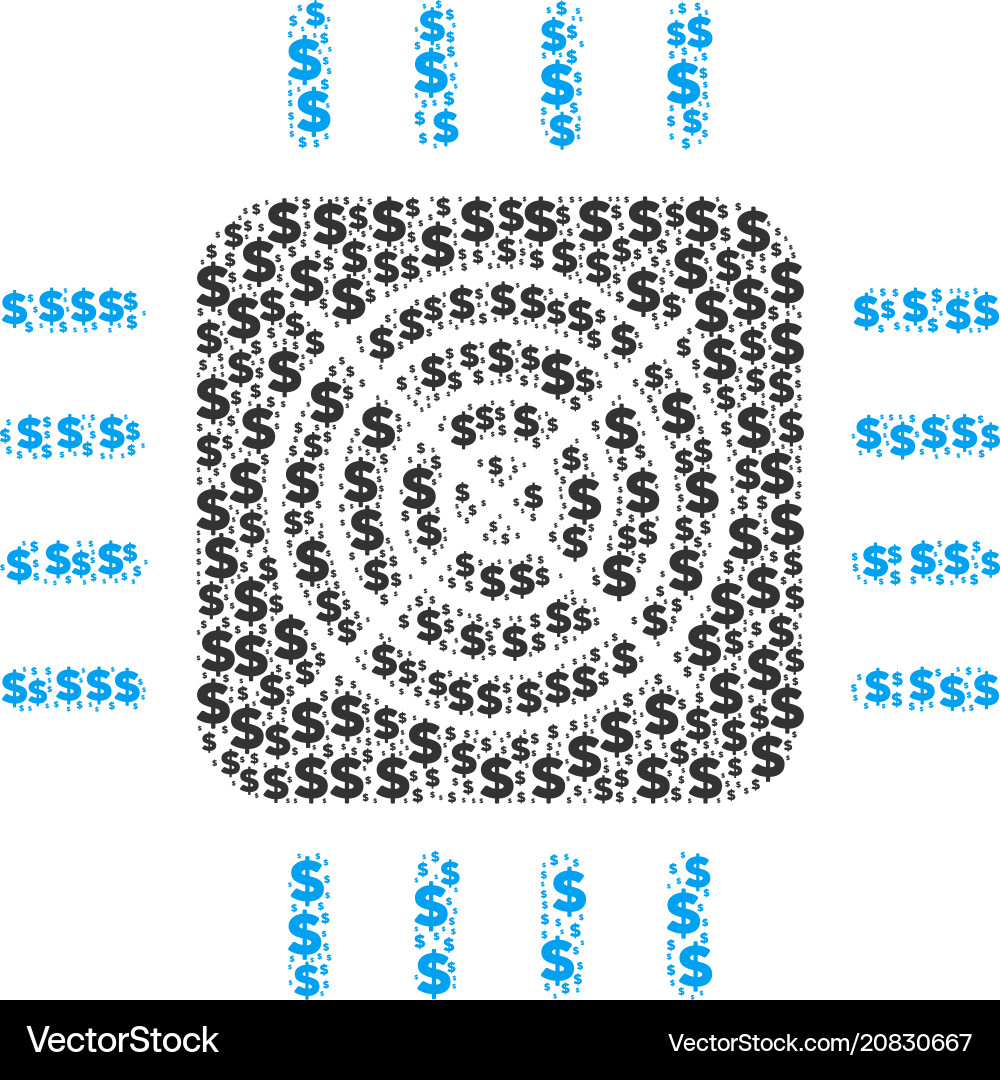 Asic processor composition of dollar and dots Asic processor composition of dollar and dots vector image