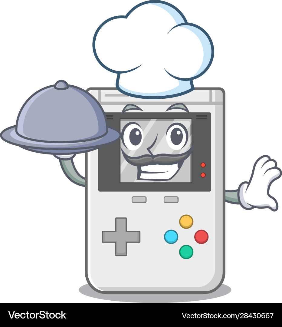 Cartoon design handheld game scroll as a chef Cartoon design handheld game scroll as a chef vector image