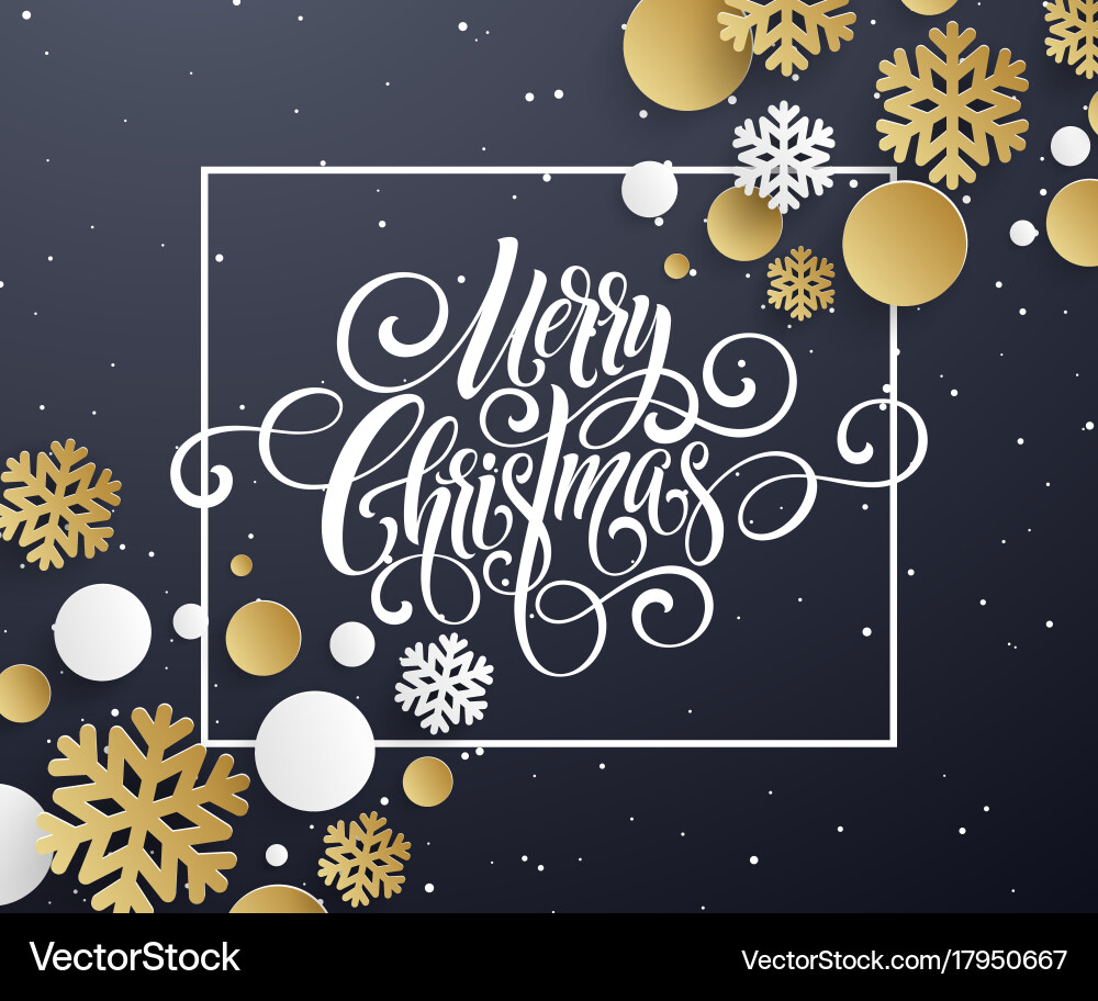 Christmas Script Snowflake Greeting Vector Image