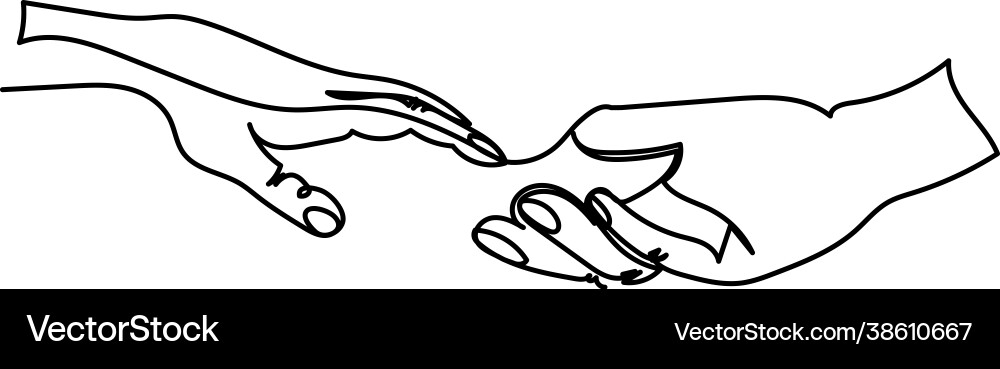 Creation adam one line art continuous Creation adam one line art continuous vector image