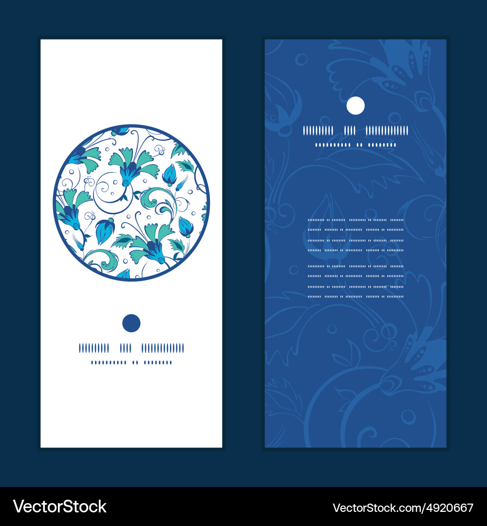 Floral Swirl Pattern - Round Frame Vector Image