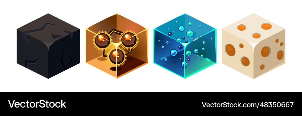 Game blocks and cubes of different material Game blocks and cubes of different material vector image
